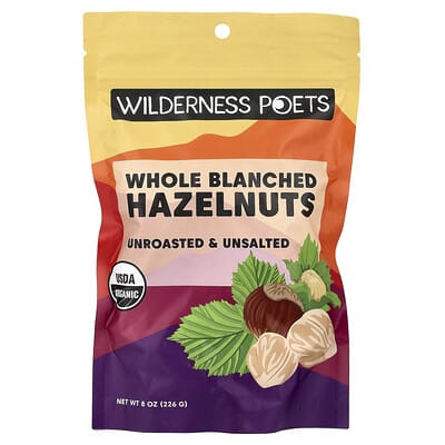 Wilderness Poets Цельные фундучные орехи, несоленые, 8 oz (226 g)