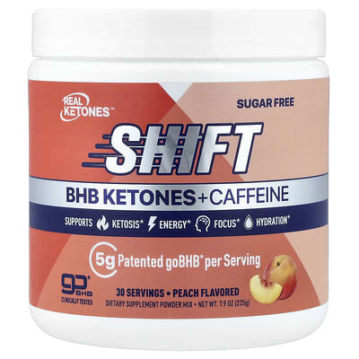 Shift, BHB Ketones + Caffeine Powder Mix, Peach, 7.9 oz (225 g)