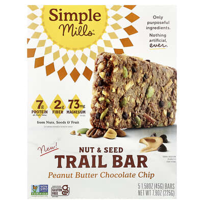 Nut & Seed Trail Bar, Peanut Butter Chocolate Chip, 5 Bars, 1.58 oz (45 g) Each