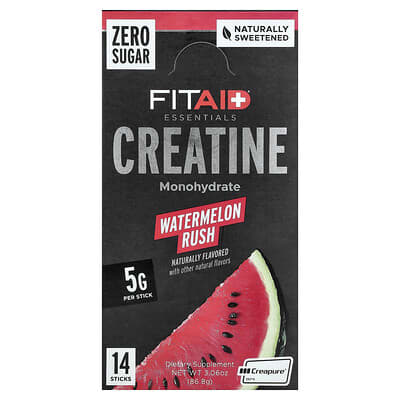 Essentials, Creatine Monohydrate, Watermelon Rush, 14 Sticks, 0.22 oz (6.2 g) Each
