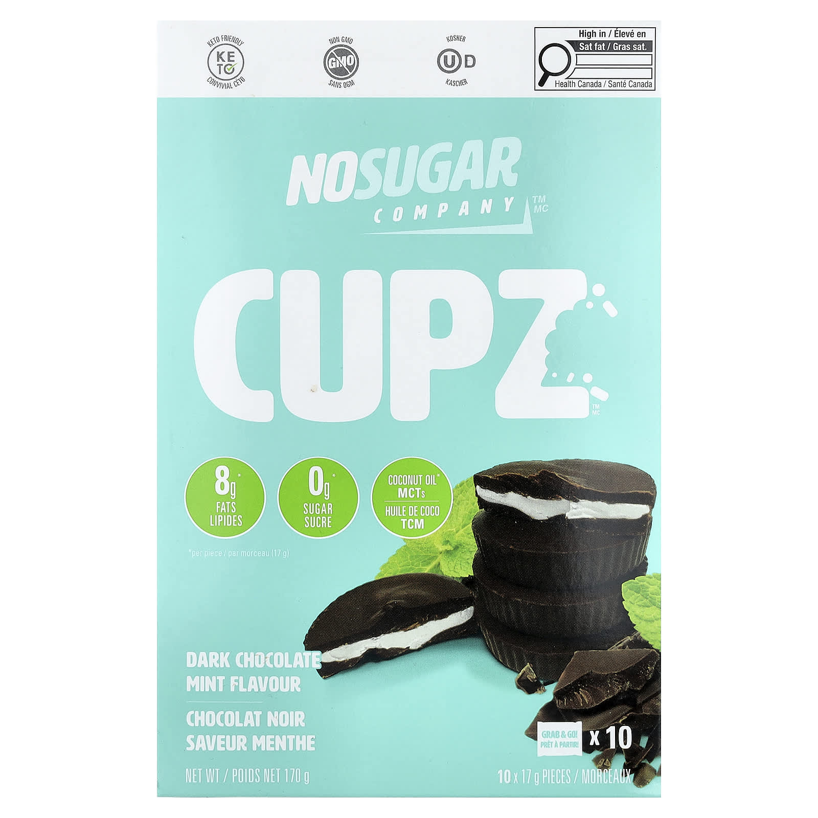 Cupz™, Dark Chocolate Mint, 10 Packs, 0.6 oz (17 g) Each