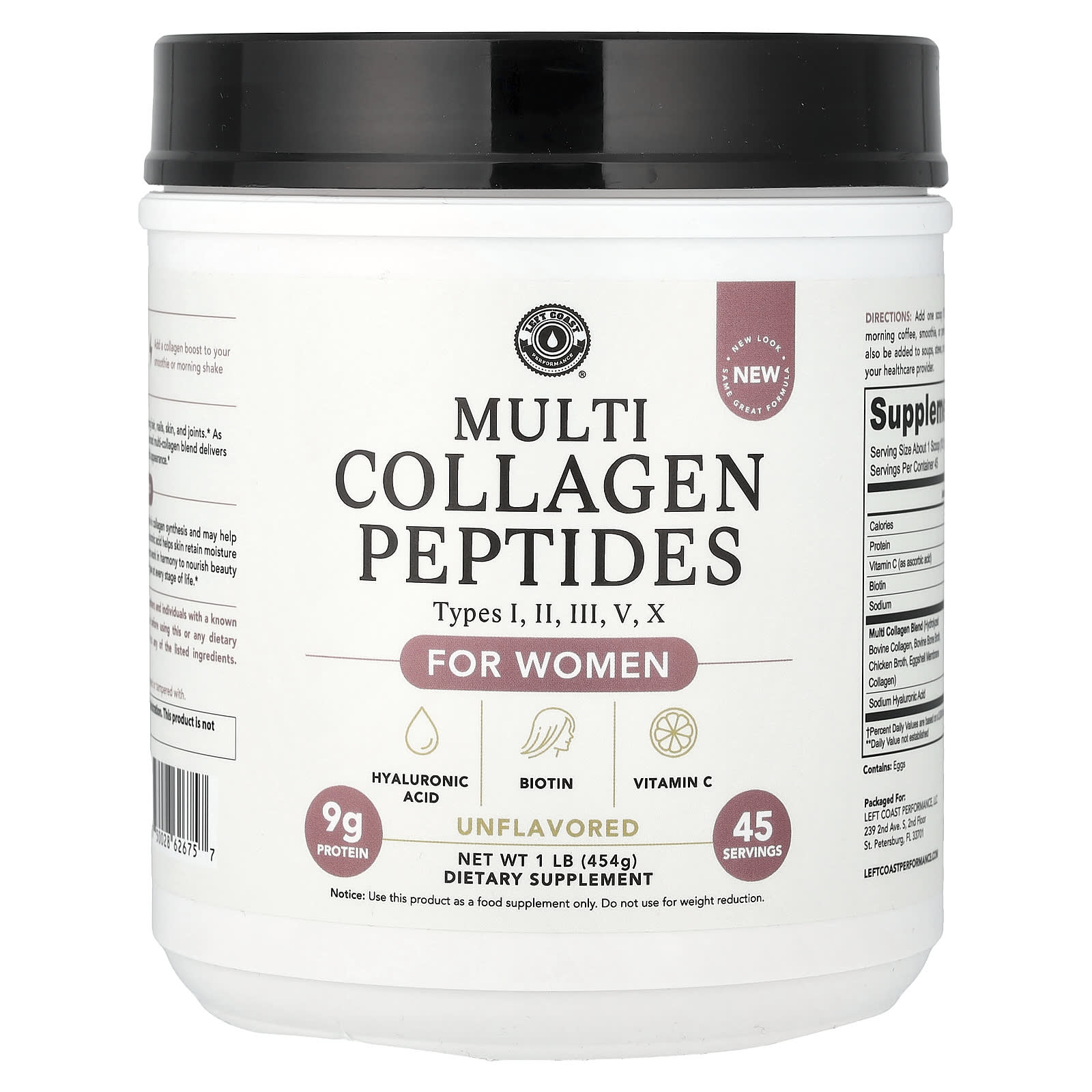 Multi Collagen Peptides For Women, Unflavored, 1 lb (454 g)