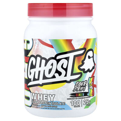 Протеин Ghost Whey, Clear Protein Isolate, Sour Strips® Rainbow, 1.54 lb (700 g)