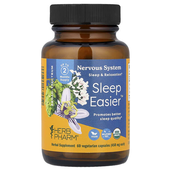 Herb Pharm Sleep Easier™, 60 вегетарианских капсул