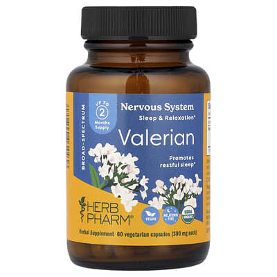 Валериана Herb Pharm 300 mg 60 Vegetarian Capsules