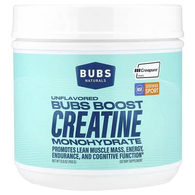 Bubs Boost Creatine Monohydrate, Unflavored, 15.9 oz (450 g)