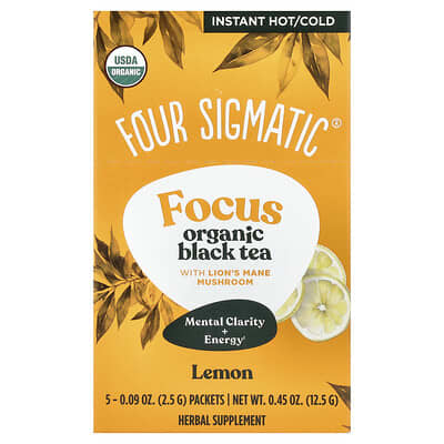 Органический черный чай Focus с грибом Lion's Mane и лимоном 5 пакетиков