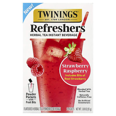 Refreshers, Herbal Tea Instant Beverage, Strawberry Raspberry, Caffeine Free, 5 Packets, 0.6 oz (17 g) Each