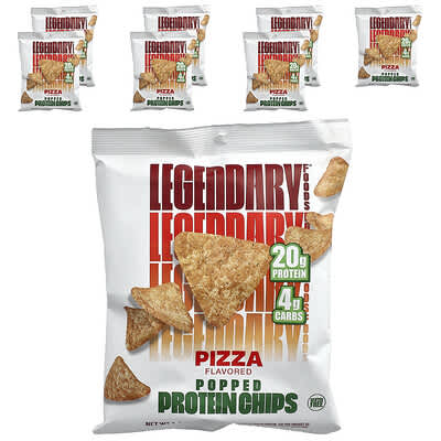 Legendary Foods протеиновые чипсы, вкус пицца, 7 пакетов, 1.3 oz (36 g) каждый