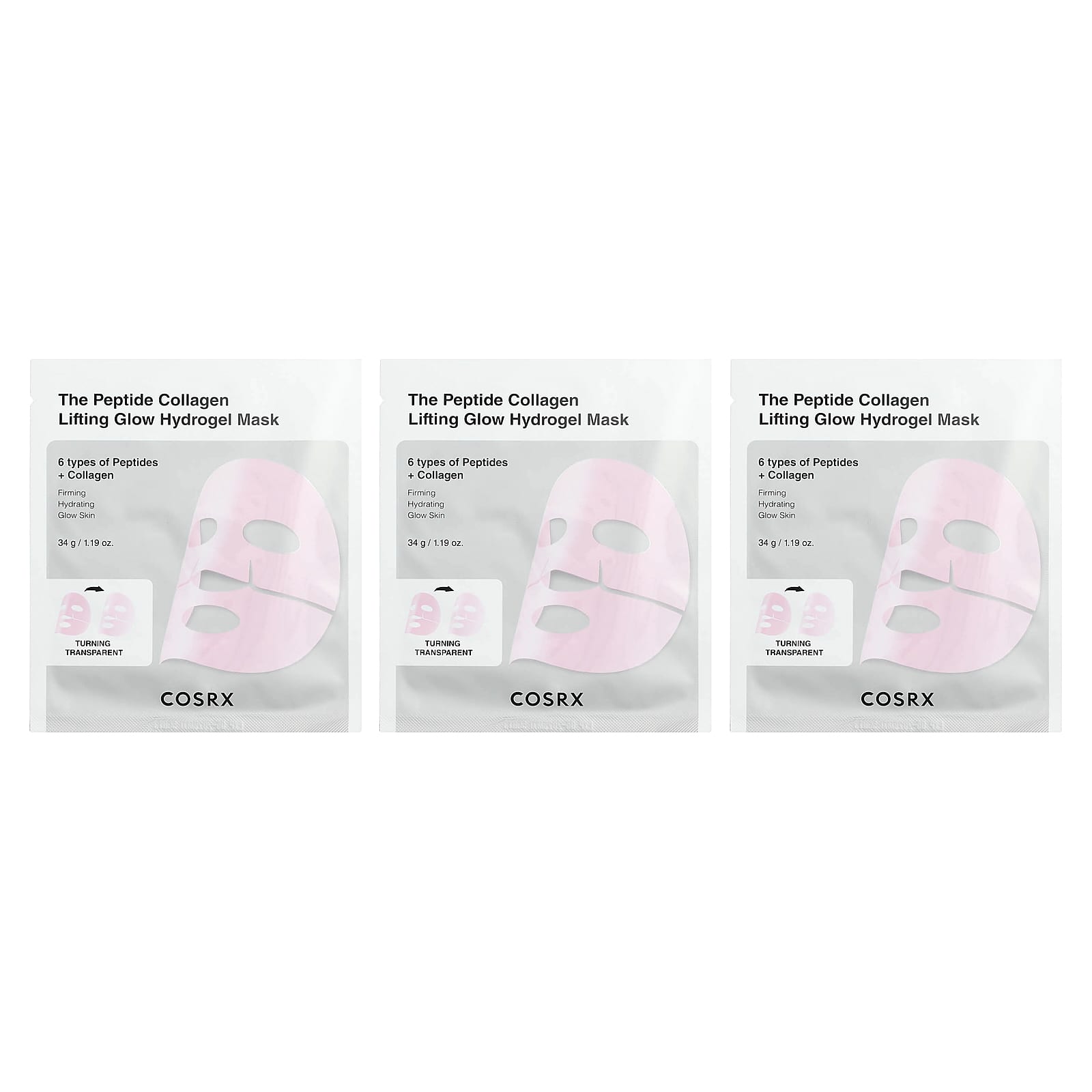 Гидрогелевая маска для лица The Peptide Collagen Lifting Glow Hydrogel 3 Sheets 1.19 oz (34 g) Each