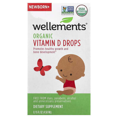 Organic Vitamin D Drops, Newborn+, 0.15 fl oz (4.5 ml)