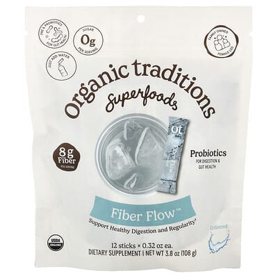 Fiber Flow™, без вкуса, 12 стиков, 0.32 oz (9 g) каждый