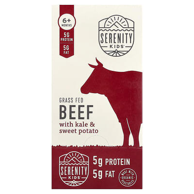 Grass Fed Beef with Kale & Sweet Potato, 6+ Months, 6 Pouches, 3.5 oz (99 g) Each