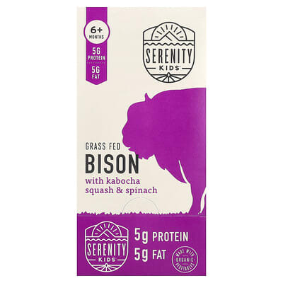 Grass Fed Bison with Kabocha Squash & Spinach, 6+ Months, 6 Pouches, 3.5 oz (99 g) Each