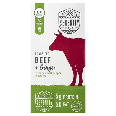 Grass Fed Beef + Ginger with Pea, Bell Pepper & Broccoli, 6+ Months, 6 Pouches, 3.5 oz (99 g) Each