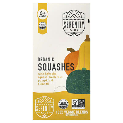 Organic Squashes with Kabocha Squash, Butternut, Pumpkin & Olive Oil, 6+ Months, 6 Pouches, 3.5 oz (99 g) Each
