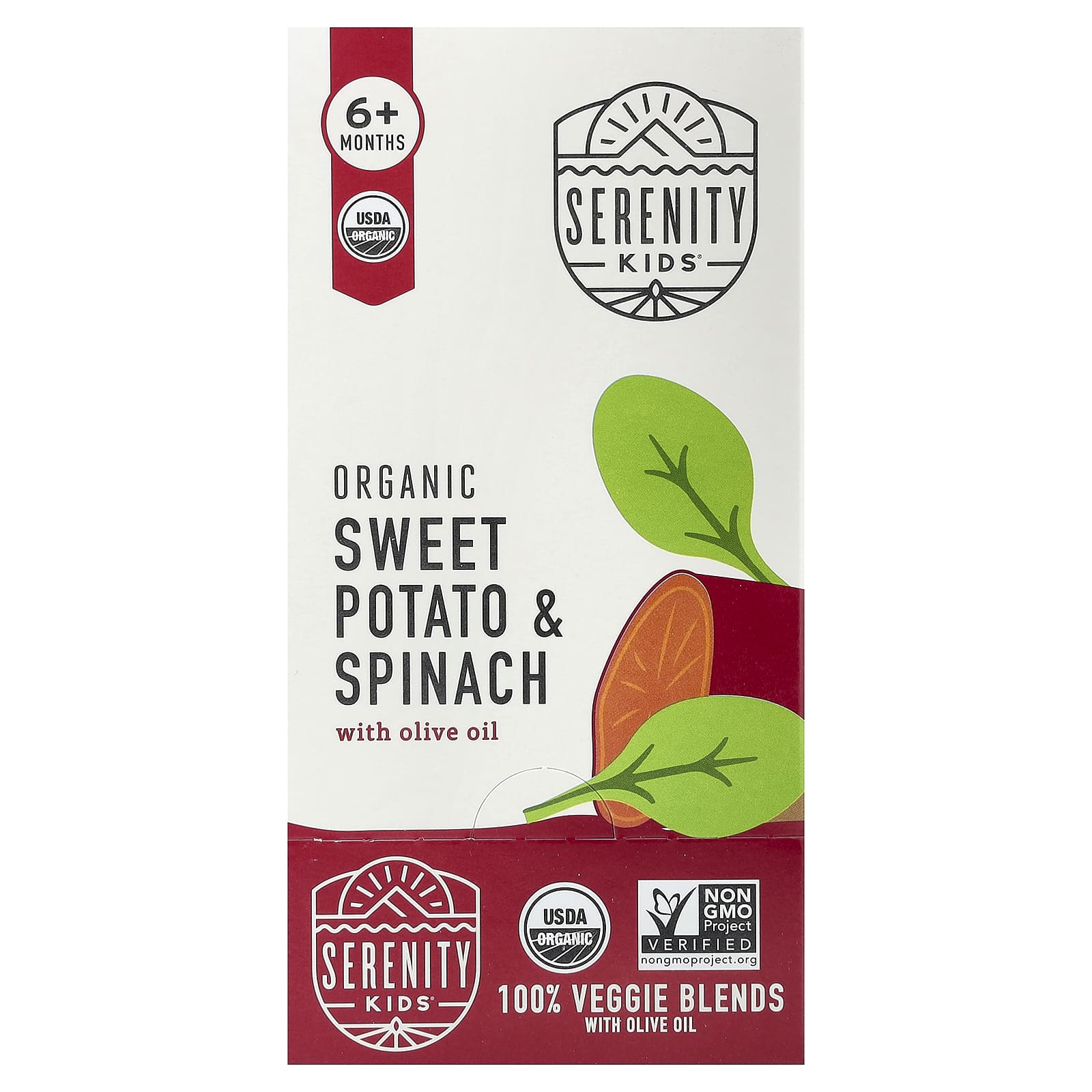 Organic Sweet Potato & Spinach with Olive Oil, 6+ Months, 6 Pouches, 3.5 oz (99 g) Each