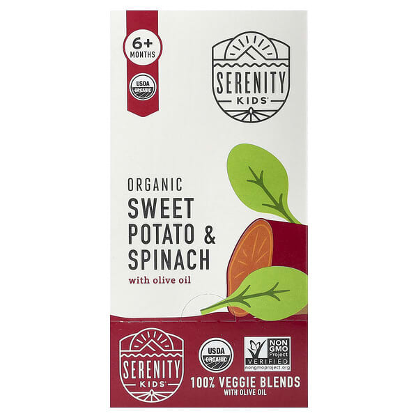 Organic Sweet Potato & Spinach with Olive Oil, 6+ Months, 6 Pouches, 3.5 oz (99 g) Each