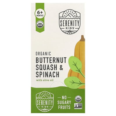 Organic Butternut Squash & Spinach with Olive Oil, 6+ Months, 6 Pouches, 3.5 oz (99 g) Each