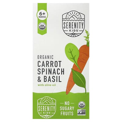 Organic Carrot, Spinach & Basil with Olive Oil, 6+ Months, 6 Pouches, 3.5 oz (99 g) Each