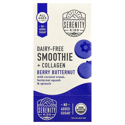 Dairy-Free Smoothie + Collagen, All Ages 6+ Months, Berry Butternut, 6 Pouches, 3.5 oz (99 g) Each