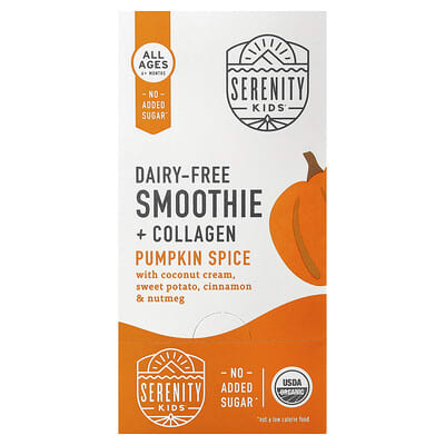 Dairy-Free Smoothie + Collagen, All Ages 6+ Months, Pumpkin Spice, 6 Pouches, 3.5 oz (99 g) Each