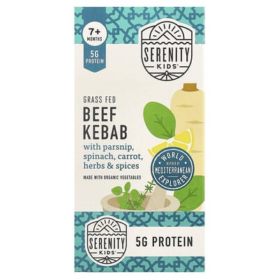 Grass Fed Beef Kebab with Parsnip, Spinach, Carrot, Herbs & Spices, 7+ Months, 6 Pouches, 3.5 oz (99 g) Each
