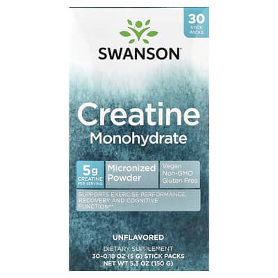 Creatine Monohydrate, без вкуса, 30 Stick Packs, 0.18 oz (5 g) каждый