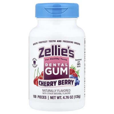Жевательная резинка Zellie's Dental Gum, Cherry Berry, 100 Pieces