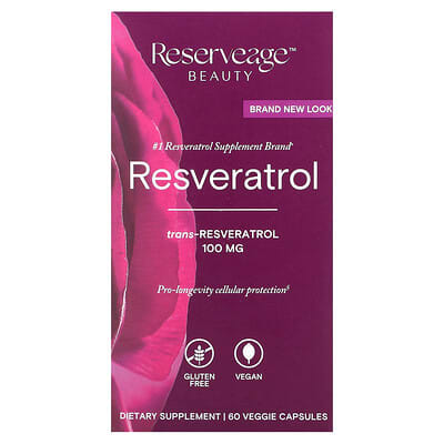 Reserveage Beauty ресвератрол Resveratrol 60 вегетарианских капсул