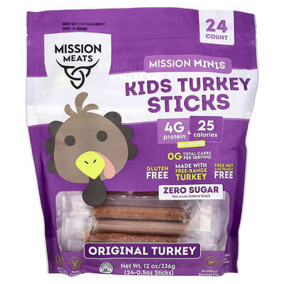Mission Minis, Детские палочки из индейки, Original Turkey, 24 шт., 0.5 oz каждая