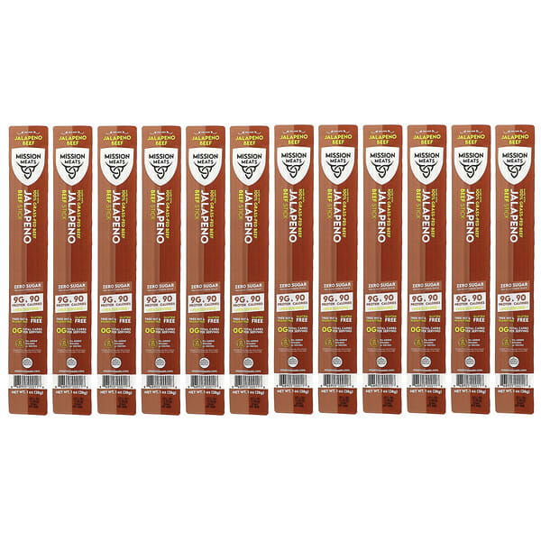 Jalapeno Beef Stick, 12 Sticks, 1 oz (28 g) Each