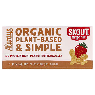 Протеиновый батончик Skout Organic Peanut Butter & Jelly, 12 шт., 1.9 oz (55 g) каждый