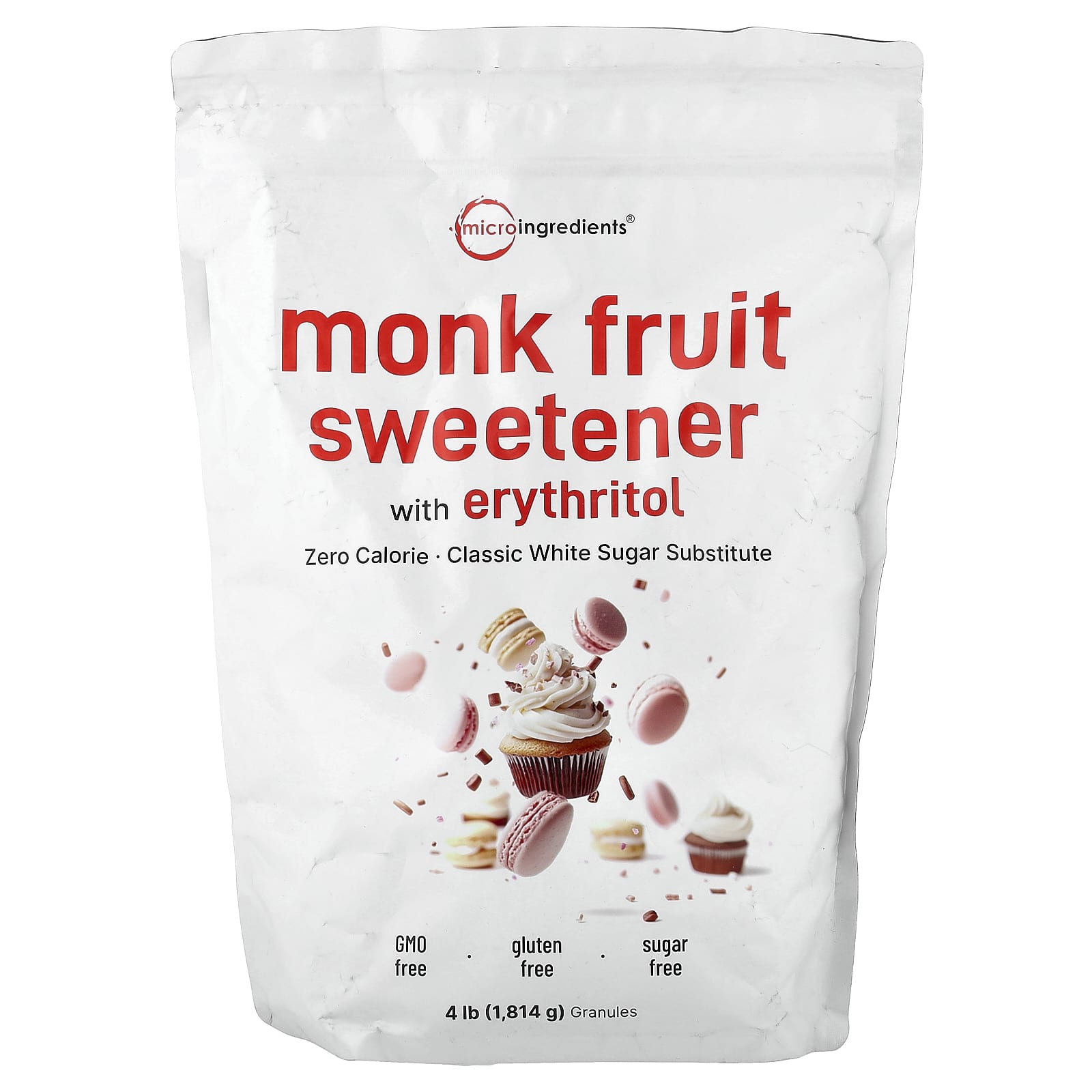 Micro Ingredients подсластитель Monk Fruit с эритритом, 4 lb (1,814 g)