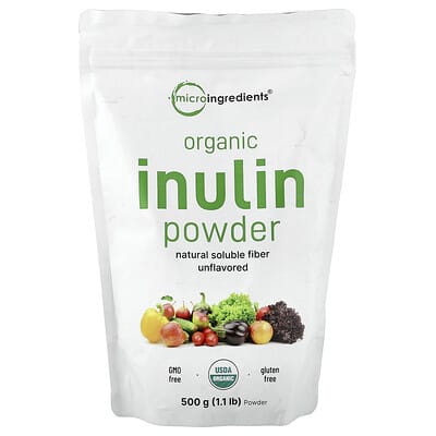 Organic Inulin Powder, Unflavored, 1.1 lb (500 g)