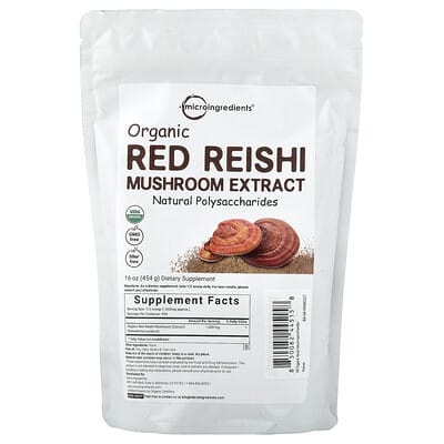 Экстракт красного гриба Reishi Organic, 1 lb (454 g)