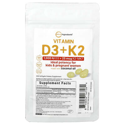Vitamin D3 + K2, 300 Softgels