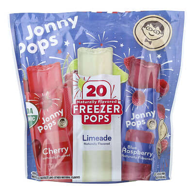 Freezer Pops, Limeade, Cherry, Blue Raspberry, 20 Pops, 1.4 fl oz (41 ml) Each