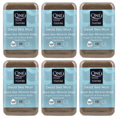 Dead Sea Mud Mineral Bar Soap, Fragrance-Free, 6 Count, 7 oz (198 g) Each