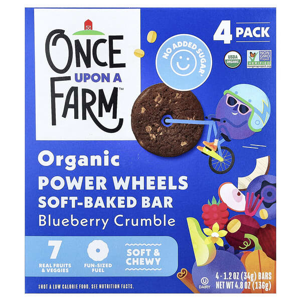 Полезный батончик Organic Power Wheels Blueberry Crumble, 4 шт по 1.2 oz (34 g)