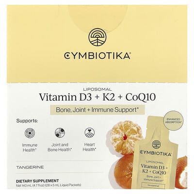 Липосомальный витамин D3 + K2 + CoQ10 Tangerine 28 Liquid Packets 0.17 fl oz (5 ml) Each