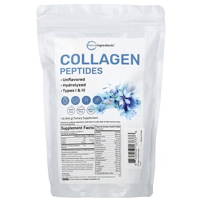 Коллаген Micro Ingredients, без вкуса, 1 lb (454 g)
