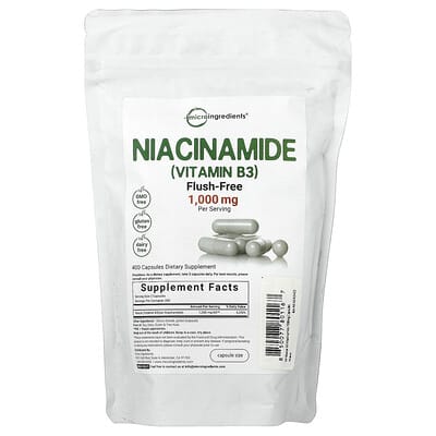 Niacinamide (Vitamin B3), 400 Capsules (500 mg per Capsule)