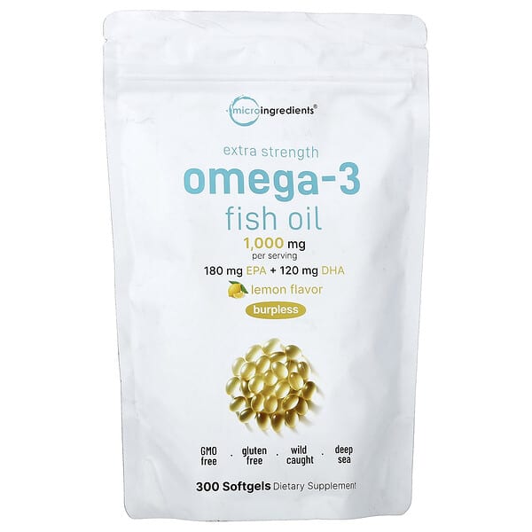Рыбий жир Omega-3 с лимоном, 300 мягких капсул (500 mg на капсулу)