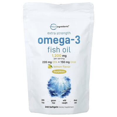 Рыбий жир Omega-3, лимон, 240 мягких капсул (600 mg на капсулу)