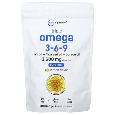 Triple Omega 3-6-9, Lemon, 300 Softgels добавки