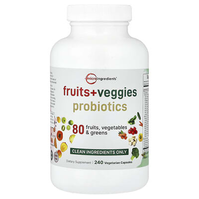 Micro Ingredients пробиотики Fruits + Veggies, 240 вегетарианских капсул