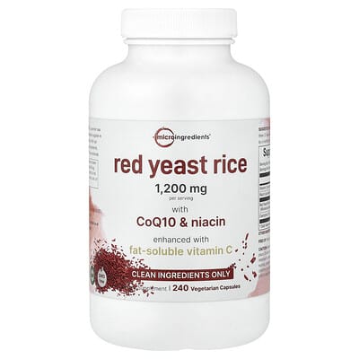 Micro Ingredients Красный дрожжевой рис с CoQ10 и ниацином, 240 капсул