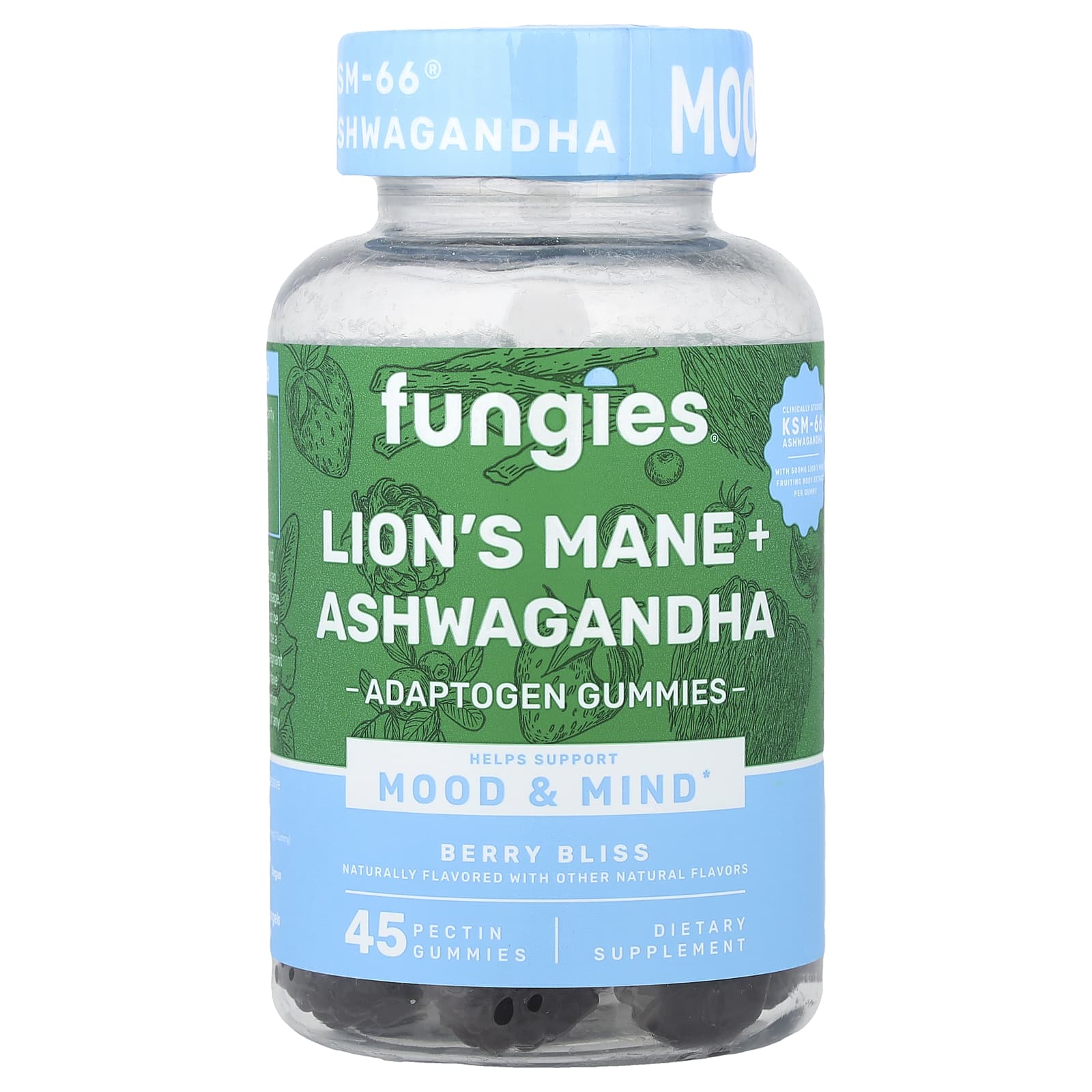 Желейные конфеты Fungies Lion's Mane + Ashwagandha, Berry Bliss, 45 шт