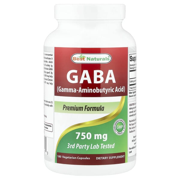 GABA 750 mg, 180 вегетарианских капсул